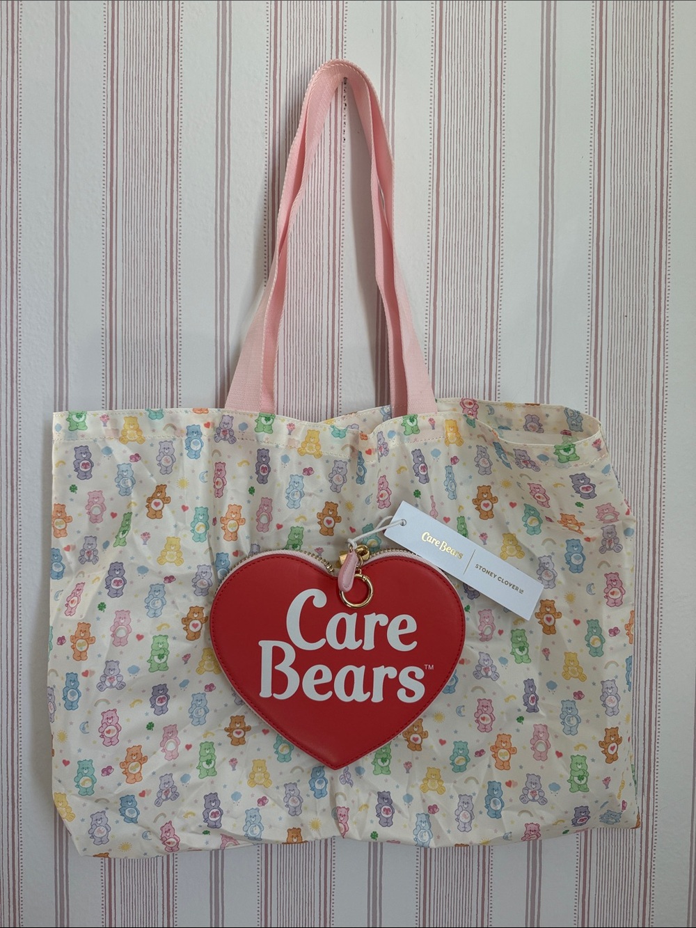 Stoney Clover Lane Red Heart Care Bears convertible tote bag keychain